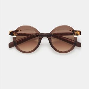 Kaleos Round Pollitt Sunglasses in Brown and White